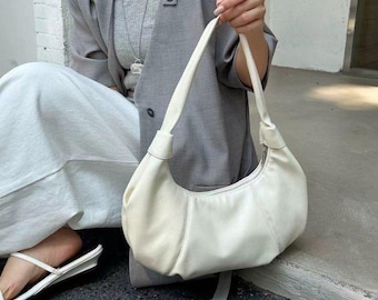 Slouchy Shoulder Bag, Soft Faux Leather Hobo Purse, Minimal Everyday Handbag, Chic Underarm Bag for Women