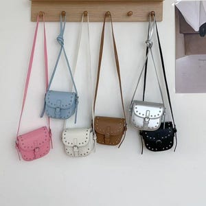 Mini Faux Leather Crossbody Bag – Small Studded Shoulder Purse for Women – 1 or 2 Bag Set