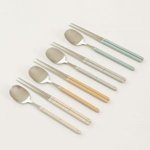 Pastel Stainless Steel Spoon and Chopstick Set – Aesthetic Flatware Gift | Minimalist Cutlery for Everyday Use