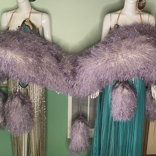 Deluxe Vegan Faux Ostrich Boa with Tails Showgirl Burlesque Red Carpet Custom