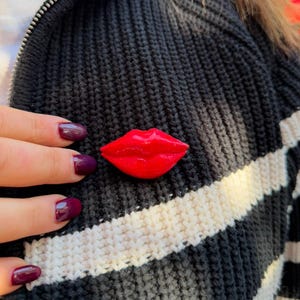 Ceramic Handmade Lip Brooch