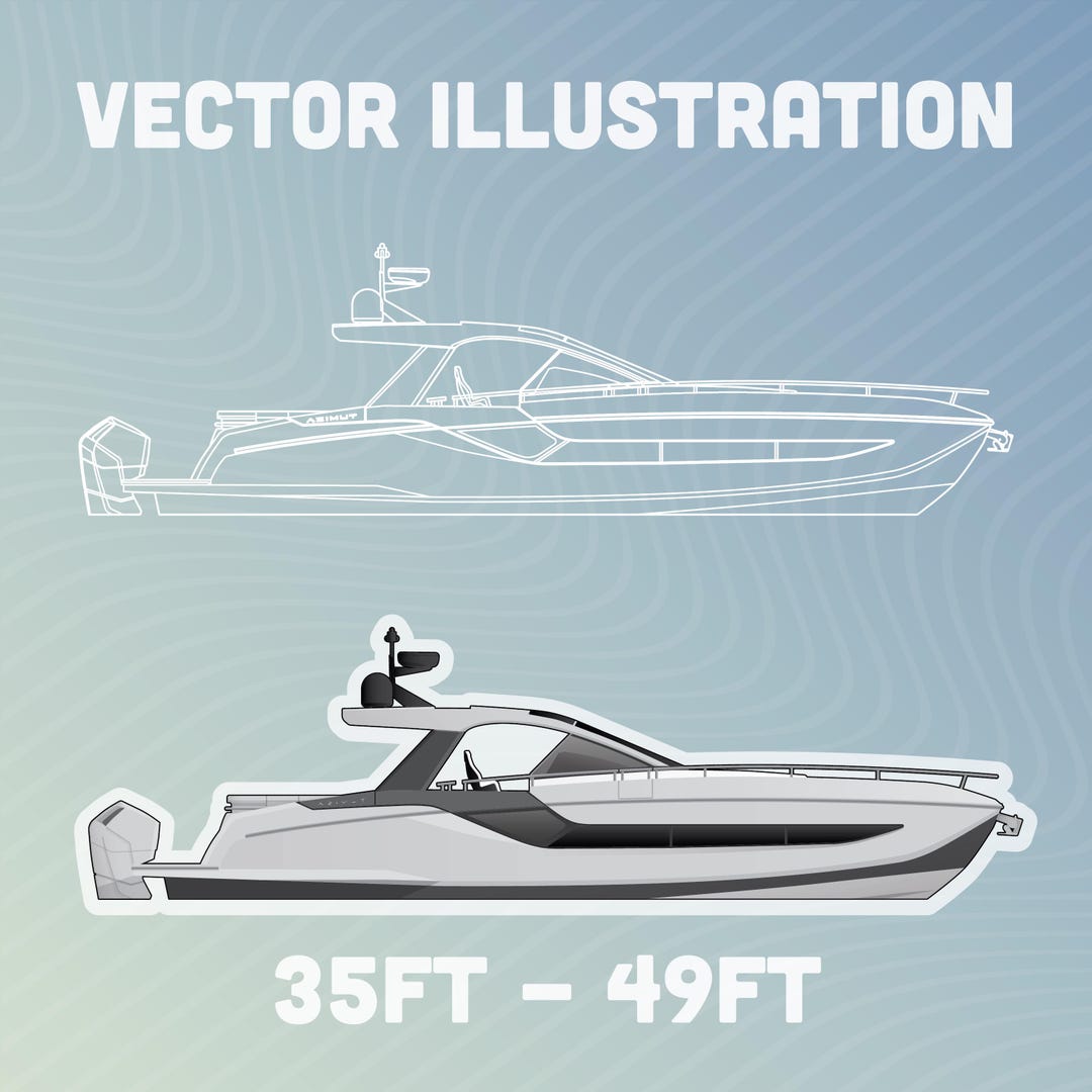 Custom Boat Profile Illustration 35ft - 49ft - Etsy