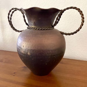 Antique Hand-Hammered Copper Container Vase Jug