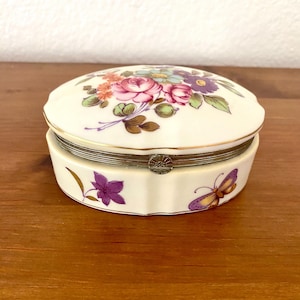 Antique Floral Hinged Trinket Box