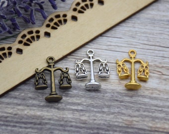 Sterling Silver Double Sided Small Scales of Justice Necklace