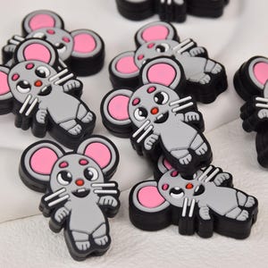 Cartoon Maus Fokal Silikon Perlen, Süßtier DIY Fokus Stift Perle, Geschenke Charms, Schmuck Zubehör, Bastelbedarf, Armband, Lanyard Perlen