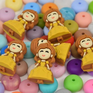 3D Prinzessin Fokal Silikonperlen, DIY Charakter Fokus Stift Perle,Geschenk Charms,Schmuckzubehör,Handwerk Perlen Zubehör,Armband,Schlüsselband Perlen