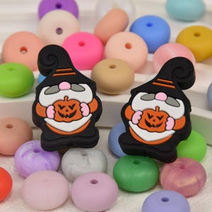 Halloween Gnome Focal Silicone Beads,Halloween Pumpkin DIY Focus Pen Bead,Focal Beads,Loose Beads,Gifts Beads Charms,Wristlet,Lanyard Beads