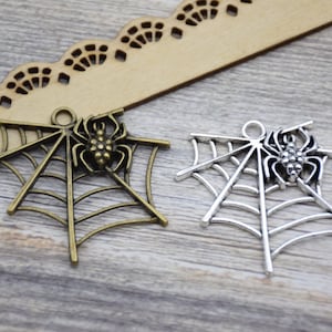 5 Spider Wet Charm Spider Charm Spider Net Charm Cobweb Halloween Spooky Animal Charm Pendant Necklace Bracelet Earring 47mm*43mm