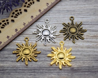 10 Sun Charm Sunburst Charm Starburst Charm Sunshine Sun With Rays Charm Pendant Necklace Bracelet Earring 28mm*25mm