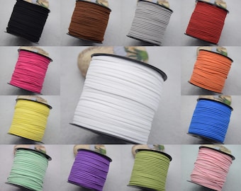 20 Yards 3MM Flat Faux Suede Cord Leather Lace Beading String Bracelet Necklace Making Vegan Suede Thread Cord - You Pick Color