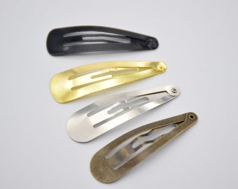 20 metal snap hair clip,snap barrettes,hair bow flower clip,baby hair clip,blank hair clips,tear drop clip,hair accessories 47mm