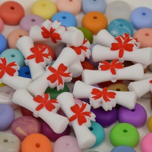 Abschluss Zertifikat Fokal Silikon Perlen,Diploma DIY Fokus Stift Perle,Geschenk Charms,Schmuckzubehör,Bastelbedarf,Armband,Lanyard Perlen
