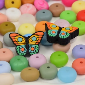 Butterfly Focal Silicone Beads,Animal DIY Focus Pen Bead,Loose Beads,Gifts Beads,Jewelry Accessories,Craft Supplies,Wristlet,Lanyard Beads
