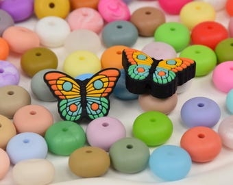 Butterfly Focal Silicone Beads,Animal DIY Focus Pen Bead,Loose Beads,Gifts Beads,Jewelry Accessories,Craft Supplies,Wristlet,Lanyard Beads