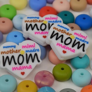 Mom Focal Silikonperlen, Muttertag Mama Mama Mimi DIY Fokus Stift Perle, Lose Perlen, Geschenke Perlen, Schmuckzubehör, Armband, Schlüsselband Perlen