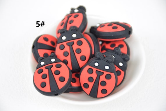 Perle Silicone Coccinelle 23mm - Couleur Au Choix, Pour Création Bijoux, Neuf