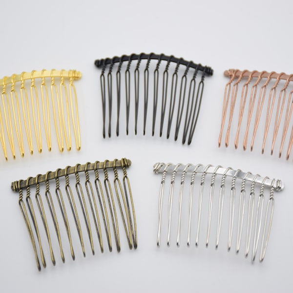 10 metal wire hair comb,hair barrette,wedding bridal veil hair comb,teeth hair pins clip hair fork  picks,hair accessories,47x40mm(12 teeth)