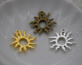 12 Sun Charm Sunburst Charm Starburst Charm Sunshine Sun With Rays Charm Pendant Necklace Bracelet Earring 25mm*25mm
