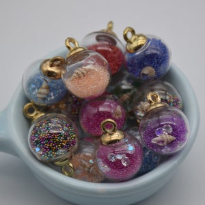 10 mix colors glass globe charm,crystal ball,round shape inside ball pendant,glass bubble,necklace bracelet earring,21*16mm