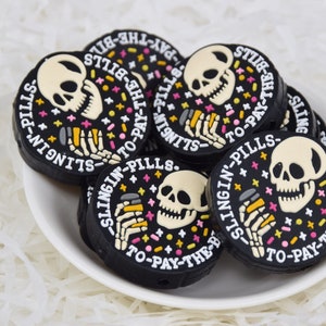 Contas de silicone com foco de mão de esqueleto fantasma de Halloween, contas soltas para caneta faça você mesmo, contas de amuletos para presentes, acessórios de joias, suprimentos para artesanato, cordão, chaveiro