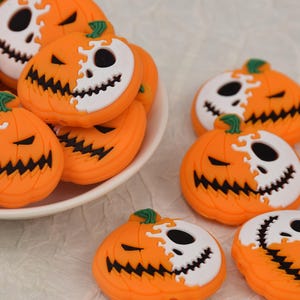 Cuentas de silicona con forma de calabaza espeluznante de Halloween, cuentas focales, cuentas sueltas para bolígrafo, cuentas para regalos focales, cuentas para cordón, cuentas al por mayor