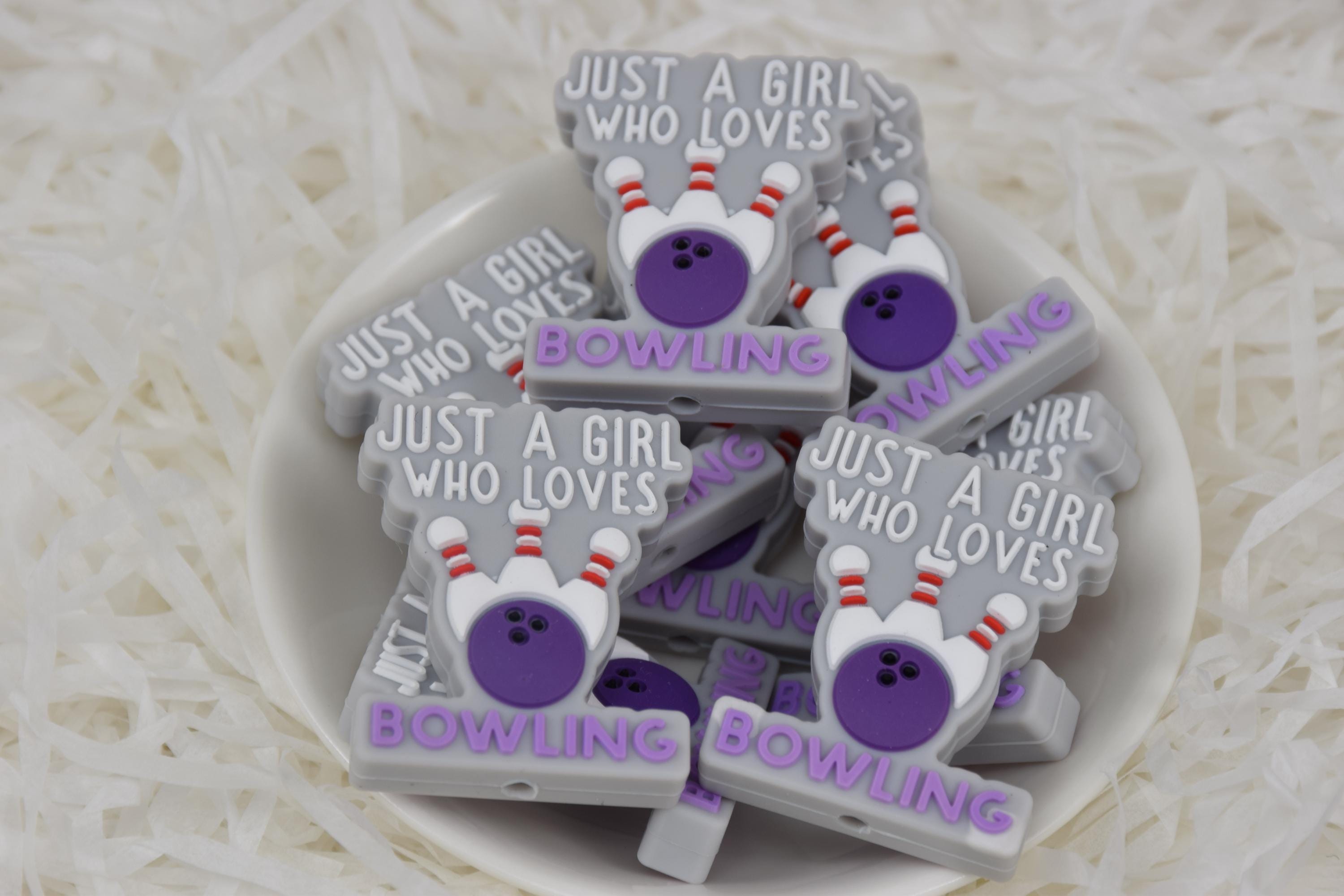 Just A Girl Who Loves Bowling Focal Silicone Beads,DIY Pen Loose Beads,Gifts Charms Beads,Jewelry Accessories,Craft Supplies,Lanyard Beads