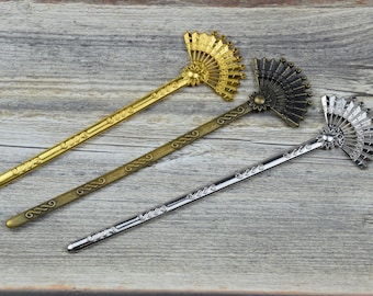 2 fermagli per capelli in metallo, fermagli per capelli a ventaglio semplici, forcine per capelli decorate, fermaglio per capelli decorato, forcine per capelli in metallo, plettri per capelli in metallo, mollette per capelli in metallo
