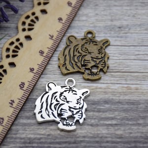 5 Tiger Head Charm Animal Charms Pendants 27mm*25mm