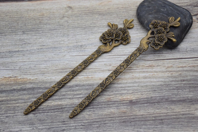 2Pieces Metal Hair Sticks,Flower Hair Sticks,Flower Hair Pins,Tree Hair Stick,Metal Hair Pins,Metal Hair Picks ,Metal Hair Clips antique bronze