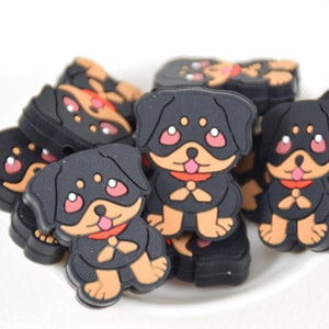 Cuentas de silicona con forma de perro de dibujos animados, cuentas para bolígrafos DIY al por mayor, cuentas para regalos, accesorios de joyería, materiales para manualidades, pulseras, llaveros y cordones.