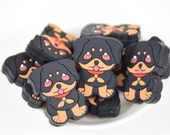 Contas de silicone com estampa de cachorro de desenho animado, Contas de caneta faça você mesmo no atacado, Contas de berloques para presentes, Acessórios de joalheria, Suprimentos para artesanato, Pulseira, Chaveiro, Cordão