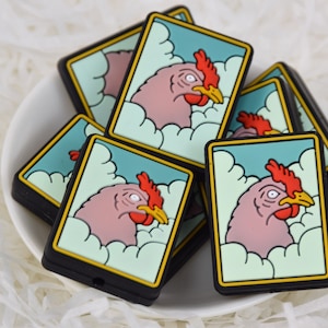 Kuiken dier tarotkaart focus siliconen kralen, doe-het-pen losse kraal, cadeaus bedels kralen, sieradenaccessoires, knutselspullen, draagkoord, sleutelhangerkralen