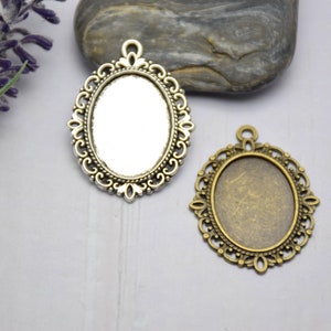 10pcs metal oval pendant tray,bezel base setting,tray base setting,fit for 18x25mm cabochons,cameo