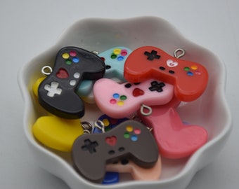 10 Resin/Plastic Video Game Controller Cabochons,Xbox/PS Stand,Game Bundle Ornament,Kawaii Decoden Cute Charms Pendants,27mmx20mm
