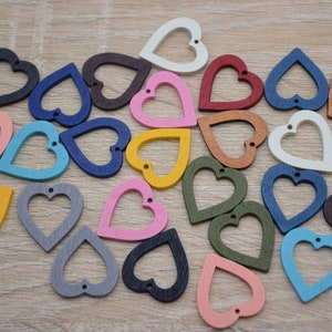 Painted Wood Earrings,Heart Earring Blank Charms,Wooden Earring Beads,Wood Dangle Earring Pendant,Wood Drop Earring,Jewelry Making Supply
