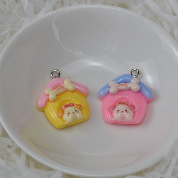 Dog House Resin Pendant,Pet Home Charm,DIY Jewelry Accessories,Earring Keychain Bracelet Necklace Pendants,Craft Supplies