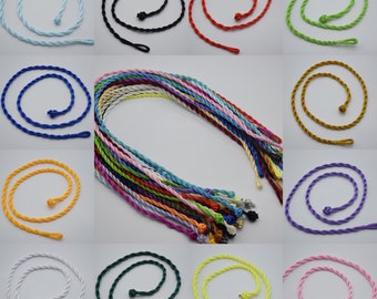 10 pièces 20 pouces 3mm cordon de collier en soie torsadé avec boucle et noeud