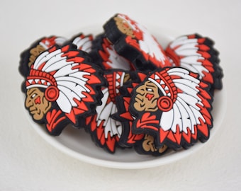 Indian Chief Focal Silicone Beads,Wholesale DIY Pen Beads,Gifts Charm Beads,Jewelry Accessories,Craft Supplies,Wristlet,Keychain,Lanyard