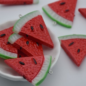 10 Resin/Plastic Watermelon Cabochons,Christmas Tree Ornament,Party Decor,House Decoration,Kawaii Decoden Cute Fruit Charms,48mmx40mm