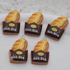 Hot Dog Hotdog Resin Charms,Flat Back Resin Cabochon Pendants,Jewelry Making Supply,Decoden Findings,DIY Jewelry Earring Necklace Bracelet