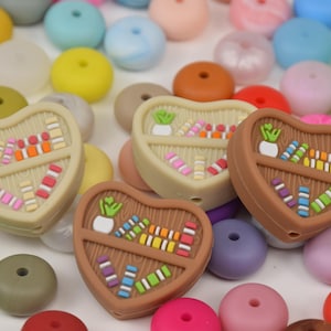 Bookshelf Heart Focal Silicone Beads,Bookrack Book Bookcase DIY Focus Pen Bead,Gifts Loose Beads,Jewelry Accessories,Wristlet,Lanyard Beads