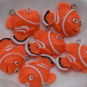 10 Resin/Plastic Colorful Fish Cabochons,Christmas Tree Ornament,Party Decoration,Kawaii Decoden Cute Sea Animal Ocean Life Charms,30x25mm