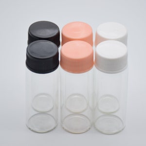 2 bottiglie di vetro trasparente con tappo di plastica, fiale di vetro da 14 ml con tappi, barattoli di vetro trasparente con coperchi, contenitori vuoti per barattoli di fiale, 22x60mm