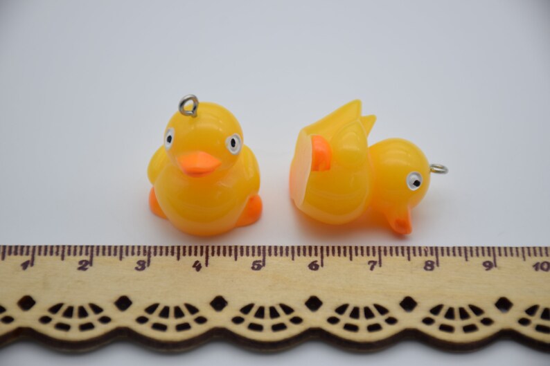 6 ResinPlastic Yellow Duck Cabochons,Christmas Tree Ornament,Party Decoration,Kawaii Decoden Cute Animal Charms,27mmx22mmx20mm