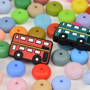 Double Decker Bus Focal Silicone Beads,DIY Focus Pen Bead,Gifts Charms,Jewelry Accessories,Craft Supplies,Wristlet,Keychain,Lanyard Beads