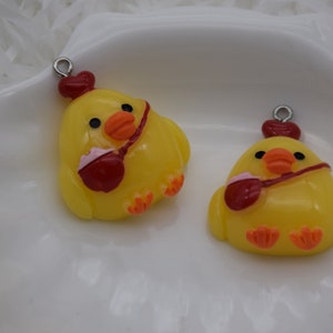 10 Resin/Plastic Yellow Chicken Chick Cabochons,Christmas Tree Ornament,Party Decoration,Kawaii Decoden Cute Animal Charms,33mmx28mm