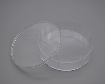 4 szt. 72 mm x 19,5 mm (wysokość) okrągłe przezroczyste plastikowe pudełka, pudełko z pokrywką, organizer pudełko do przechowywania, przezroczyste gabloty, przezroczyste pudełko pojemnikowe AB79