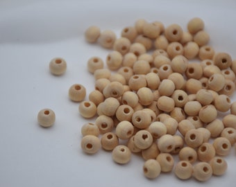 Perles de bois rondes de 6 mm, breloques de boule en bois, pendentifs en bois naturels inachevés, perles géométriques en bois, accessoire de bijoux en bois de bricolage, artisanat en bois