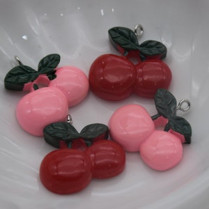 10 Resin/Plastic Cherry Cabochons,Christmas Tree Ornament,Party Decor,House Decoration,Kawaii Decoden Cute Fruit Charms,27mmx25mm
